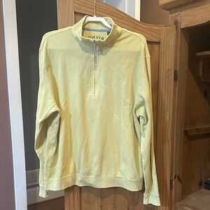 Orvis Men's Light Yellow Zip-Up Sweater